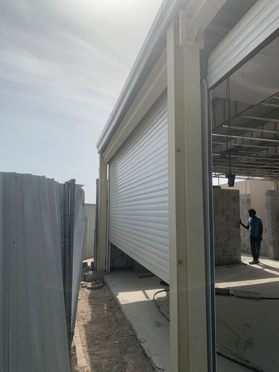 White rolling shutter fitted on a UAE villa
