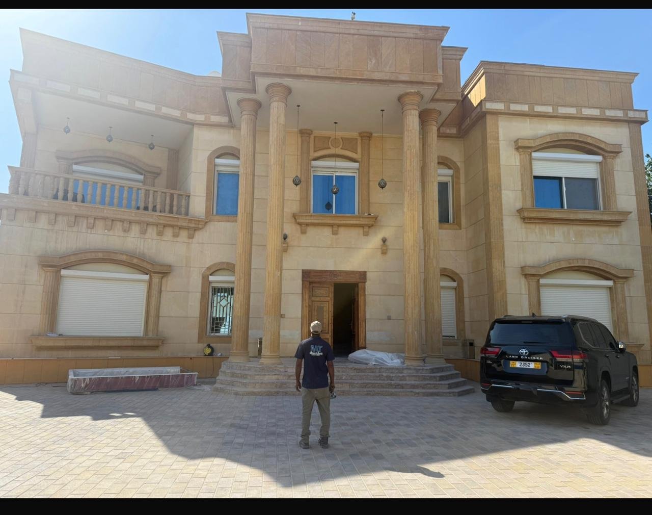 Window rolling shutters on a villa exterior